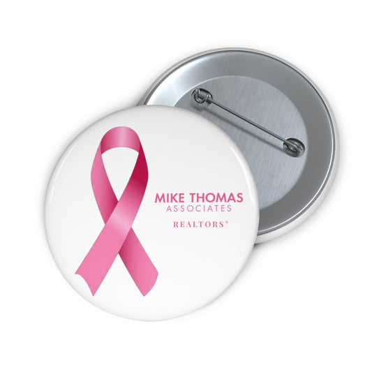 Custom Breast Cancer Awareness Ribbon Pin Button - 3 sizes