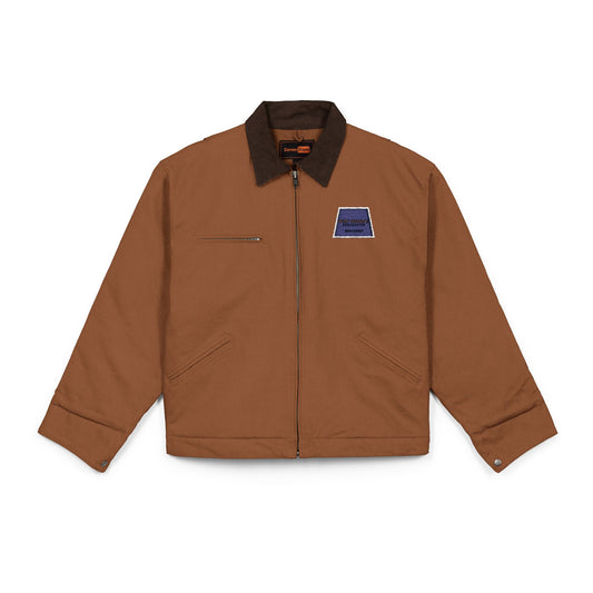 Embroidered Duck Cloth Work Jacket — Durable Black Carpenter Jacket with Small Chest Patch