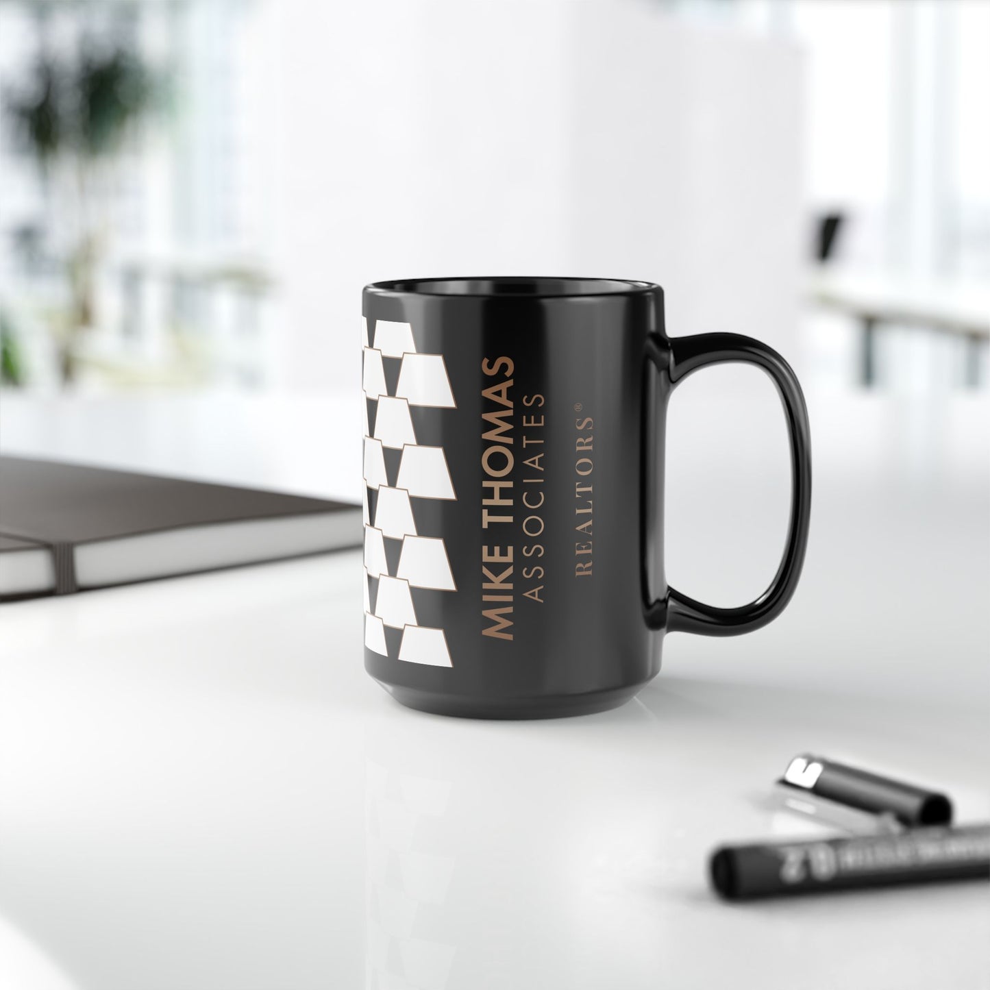 Modern MTA Geometric Black Mug for Realtors | 11oz & 15oz
