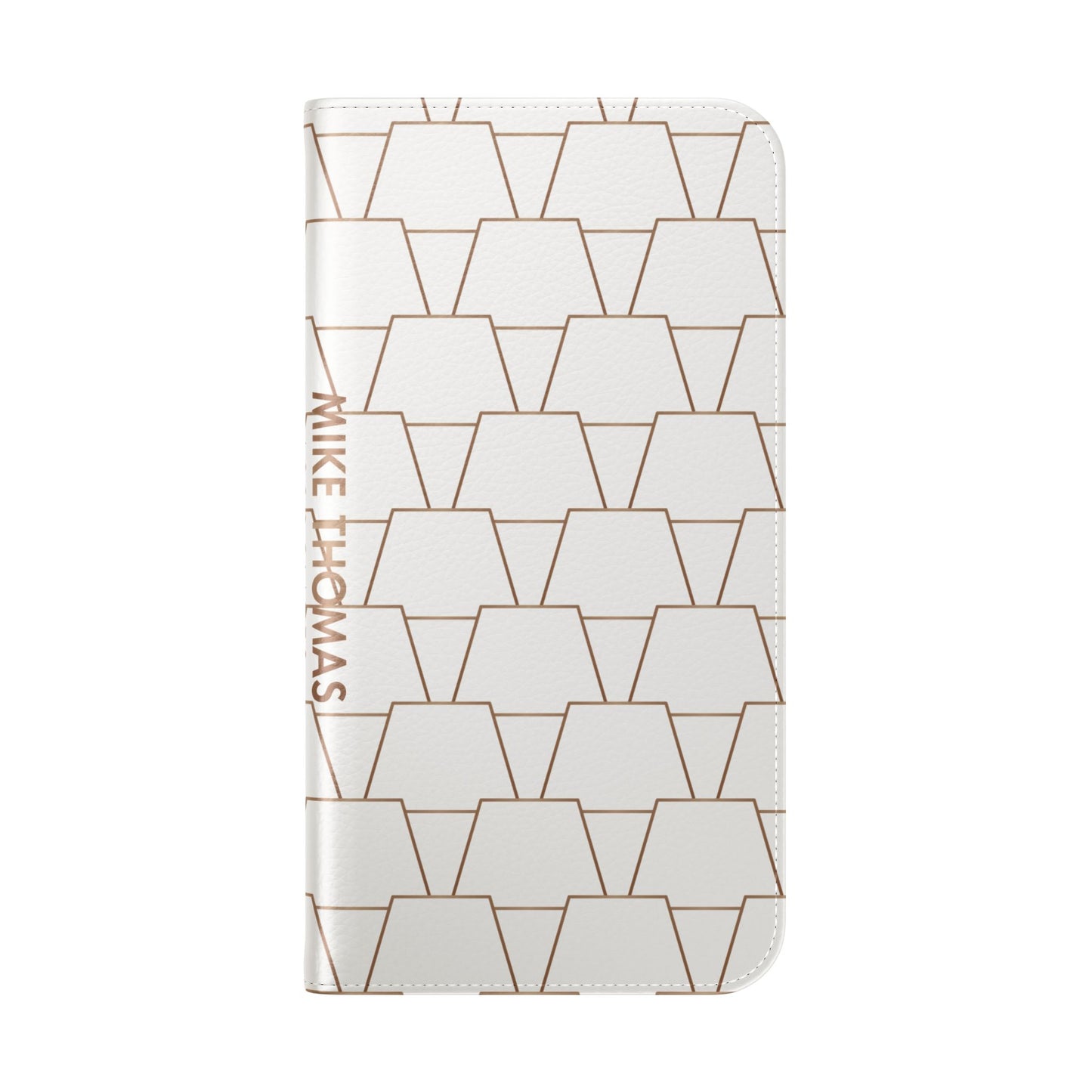 Stylish Flip Case for Smartphones - Geometric Design, Card Slots - White