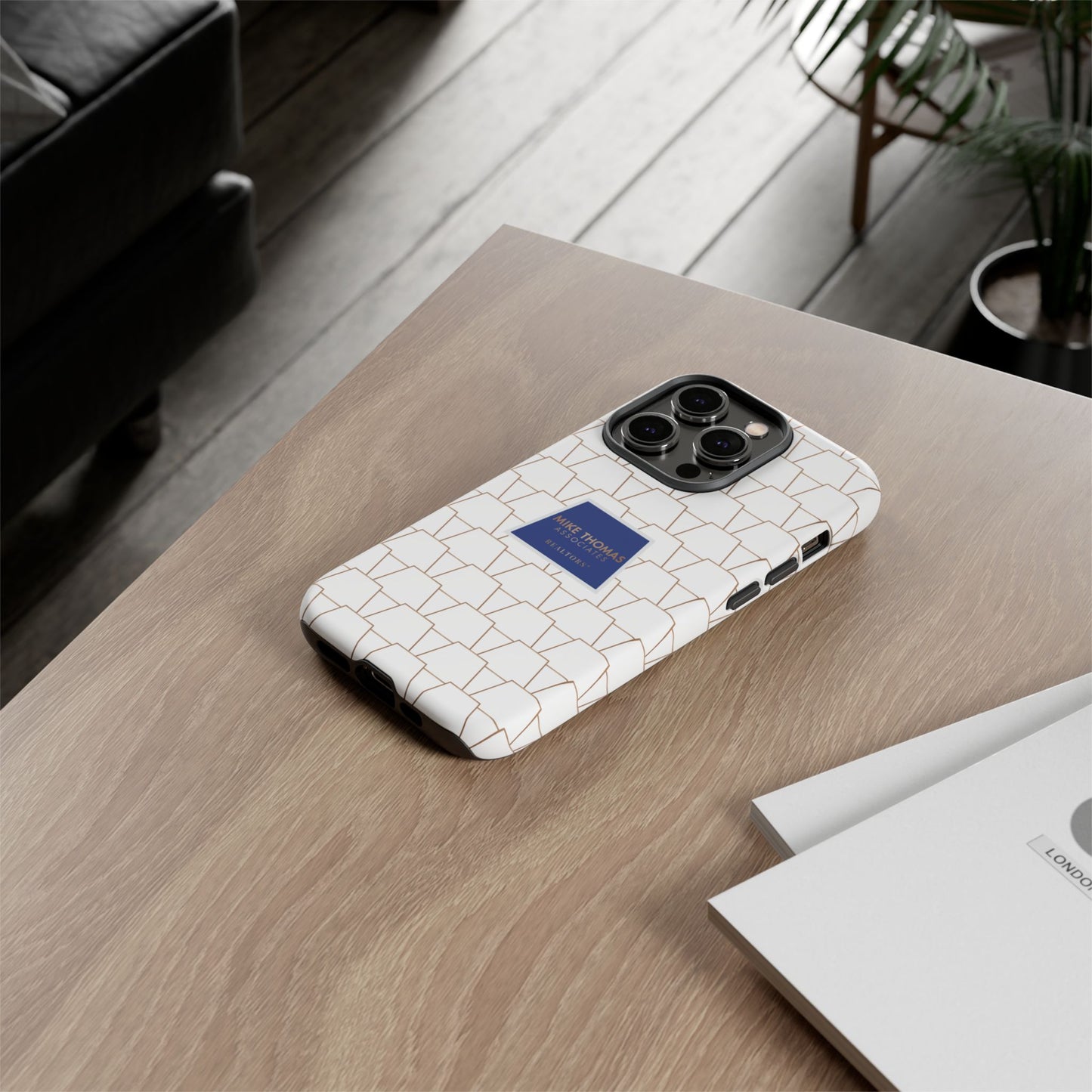 MTA Geometric White & Copper Pattern Phone Case - Tough Cases for Stylish Protection