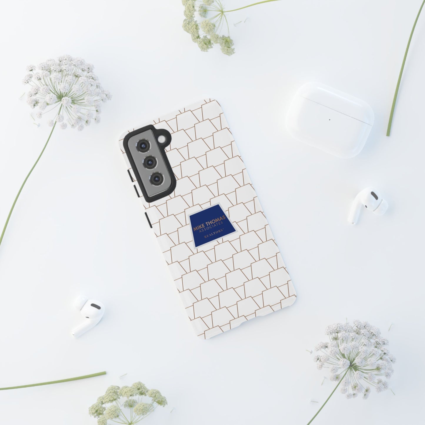 MTA Geometric White & Copper Pattern Phone Case - Tough Cases for Stylish Protection