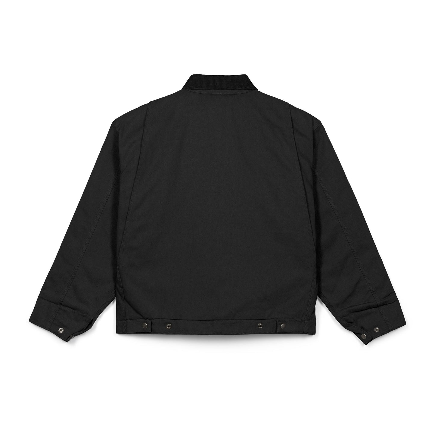 Embroidered Duck Cloth Work Jacket — Durable Black Carpenter Jacket with Small Chest Patch