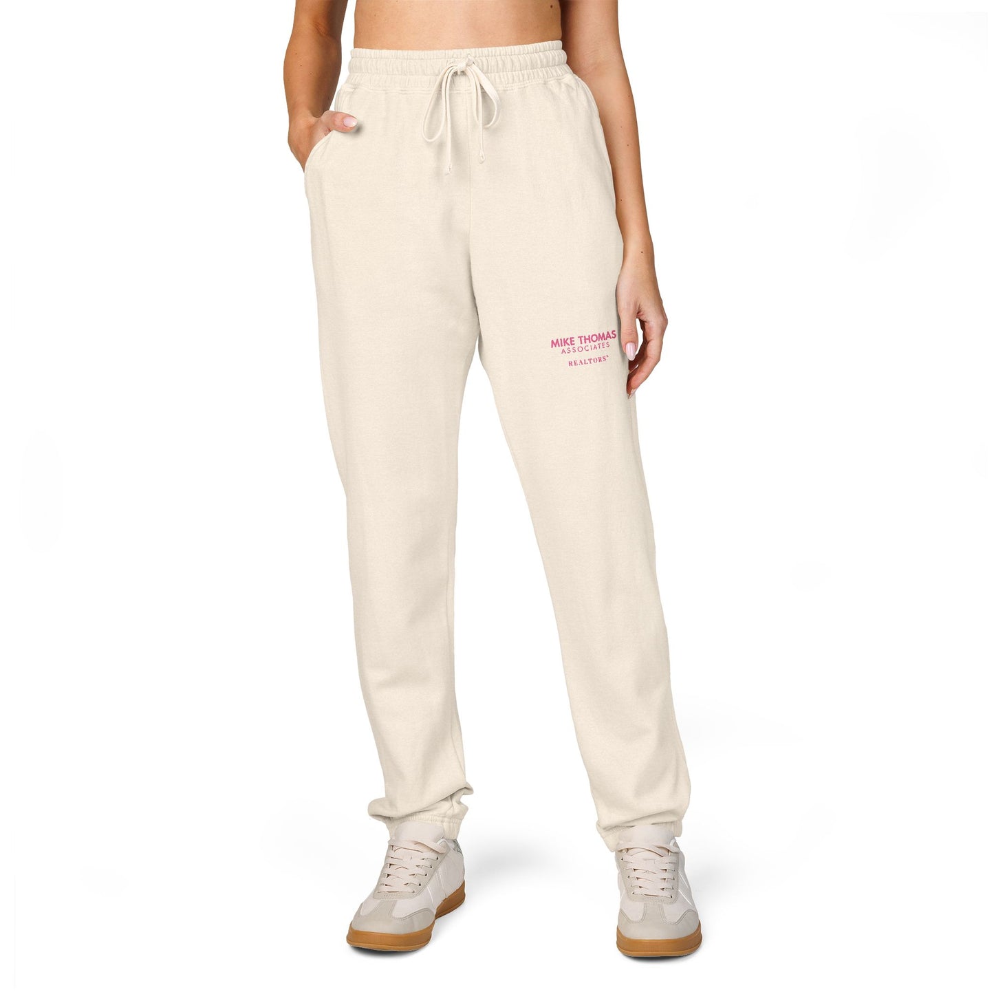 Cozy Women Garment-Dyed Sweatpants – Mike Thomas Pink Logo