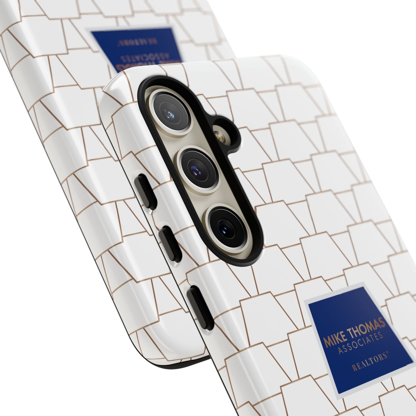 MTA Geometric White & Copper Pattern Phone Case - Tough Cases for Stylish Protection