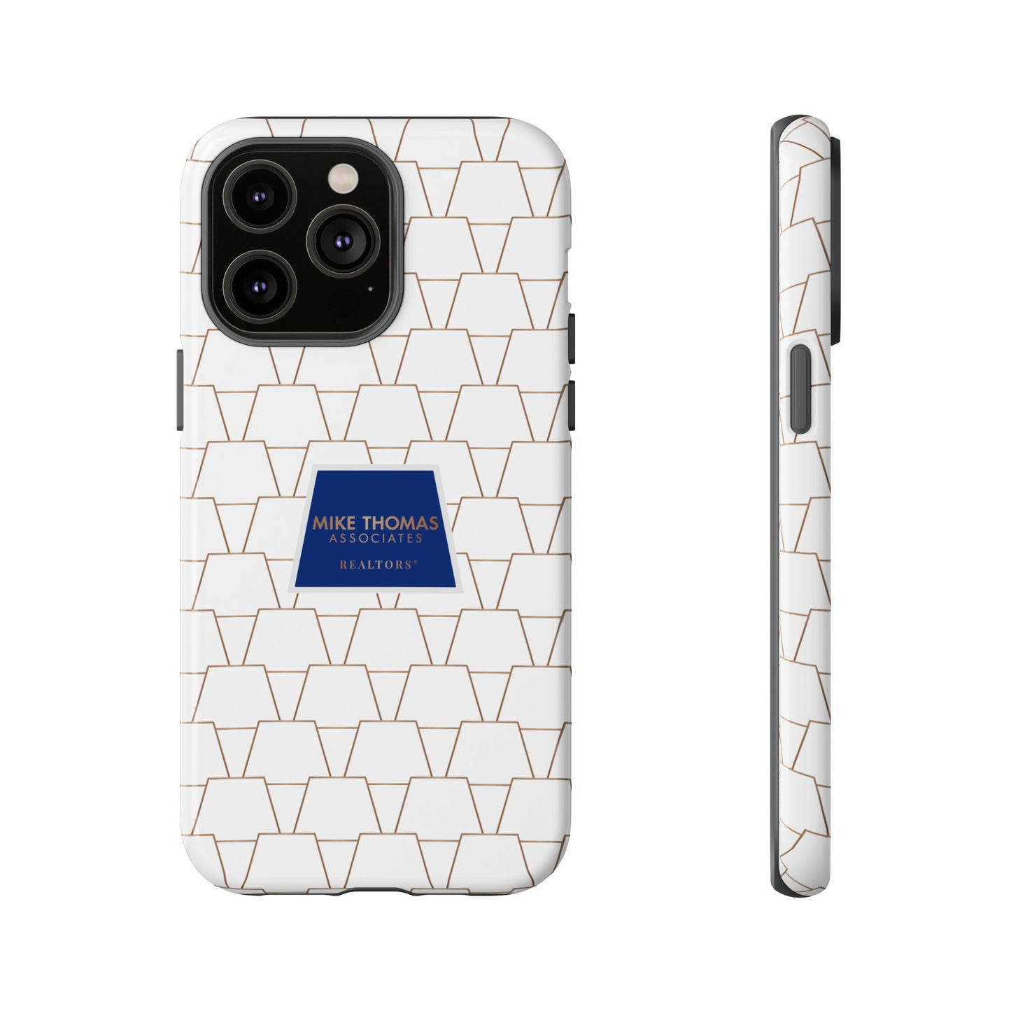 MTA Geometric White & Copper Pattern Phone Case - Tough Cases for Stylish Protection