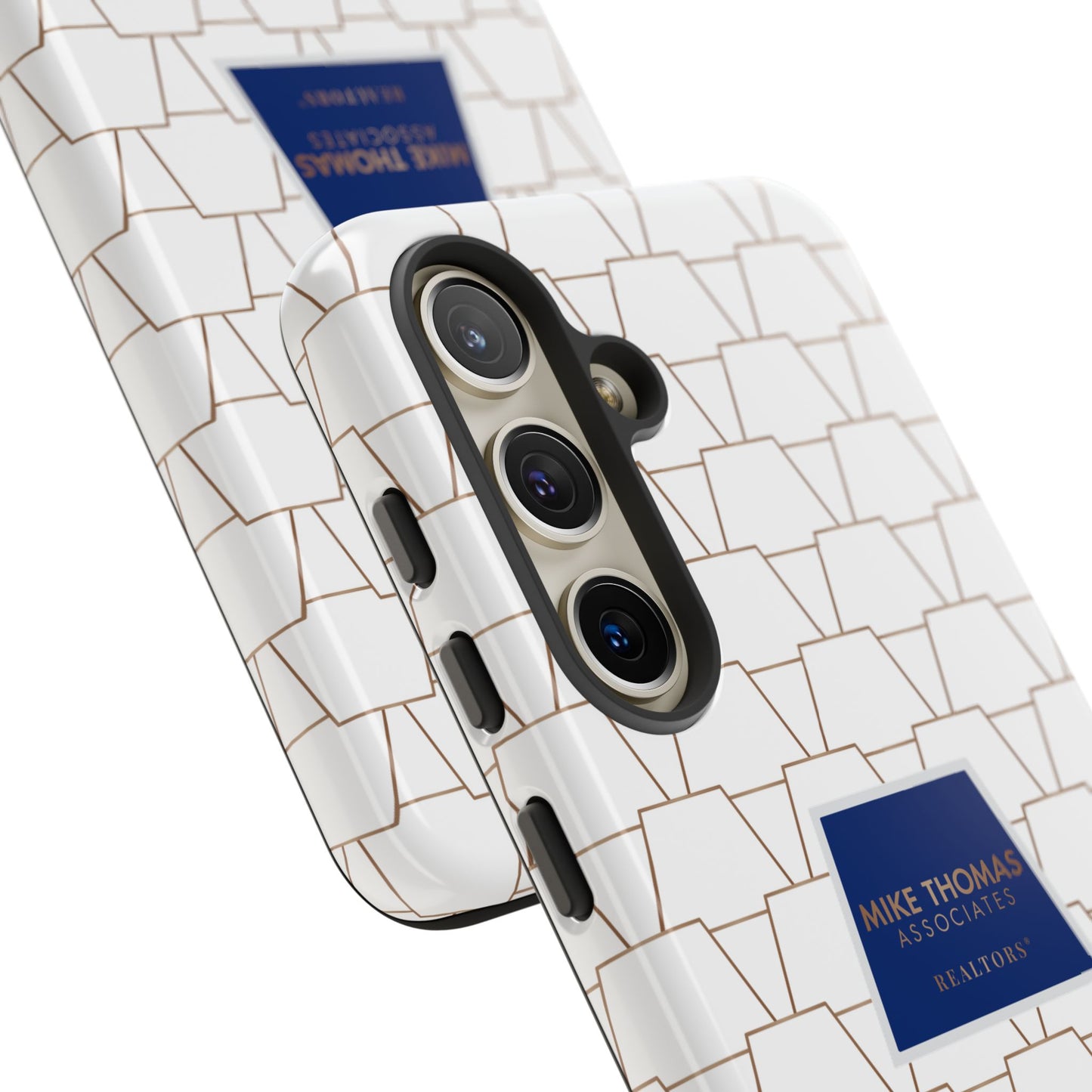 MTA Geometric White & Copper Pattern Phone Case - Tough Cases for Stylish Protection