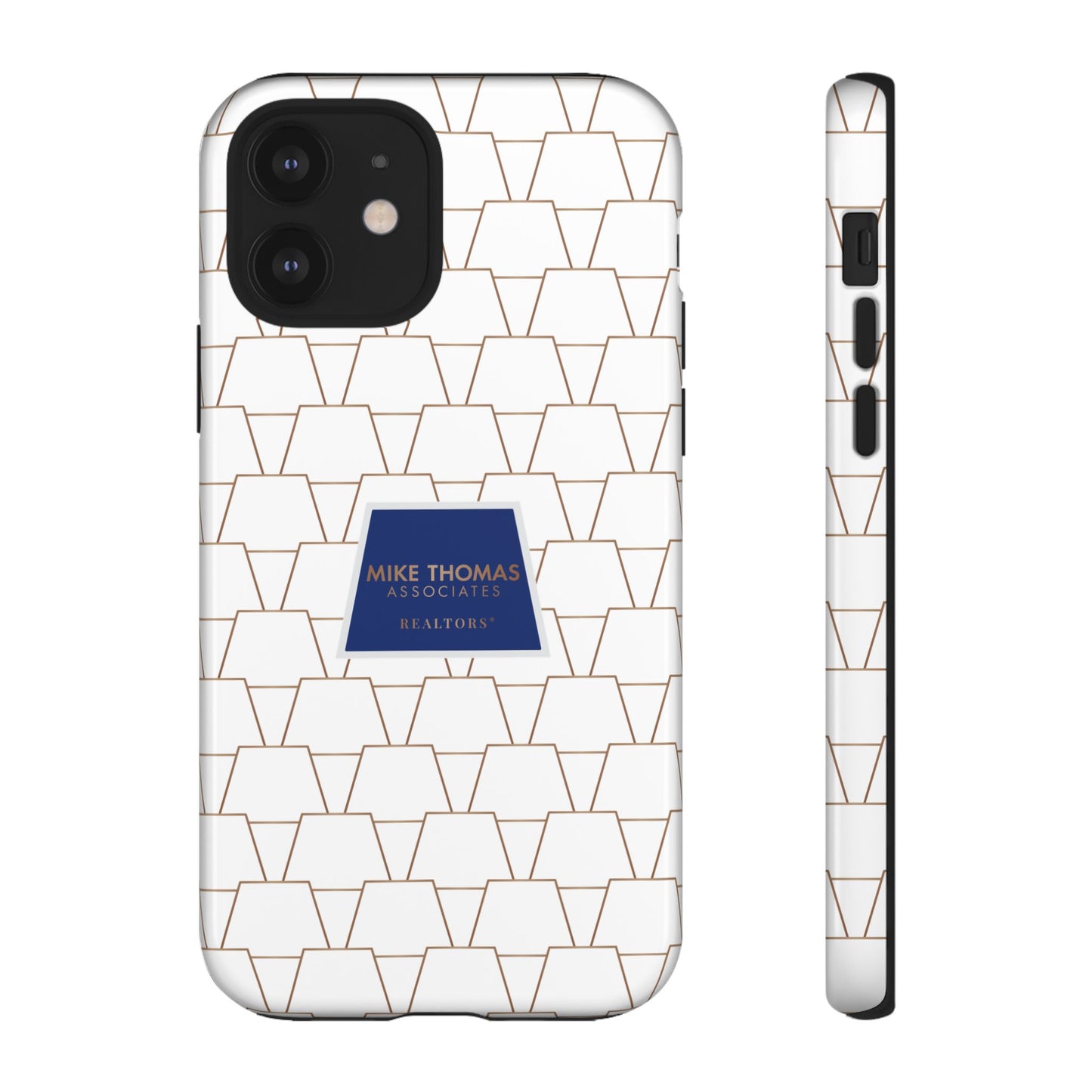 MTA Geometric White & Copper Pattern Phone Case - Tough Cases for Stylish Protection
