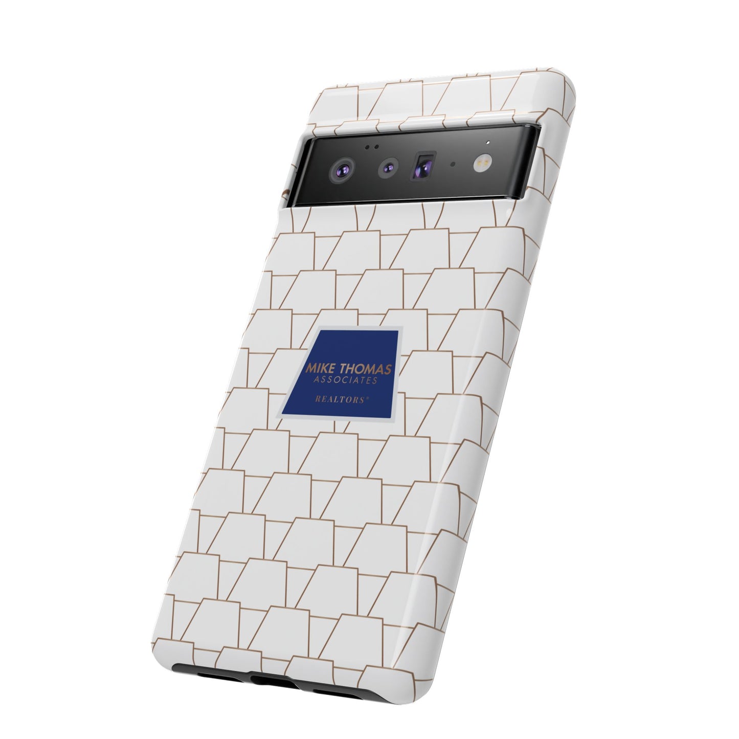 MTA Geometric White & Copper Pattern Phone Case - Tough Cases for Stylish Protection