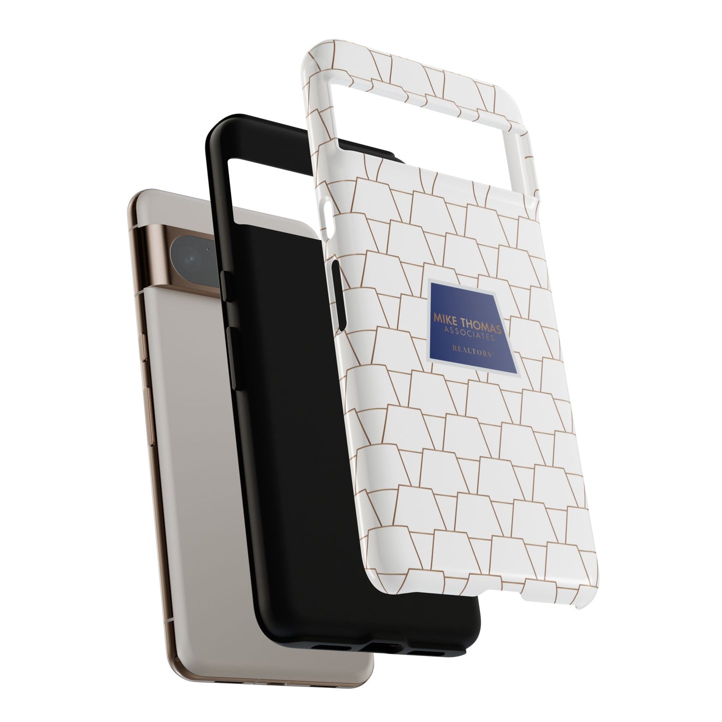 MTA Geometric White & Copper Pattern Phone Case - Tough Cases for Stylish Protection