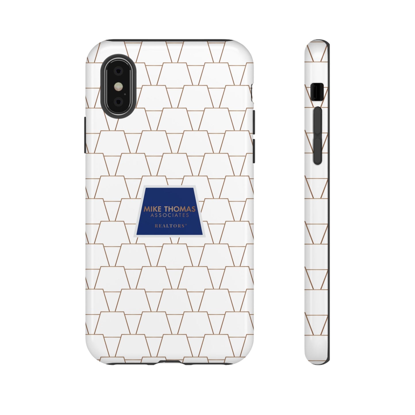 MTA Geometric White & Copper Pattern Phone Case - Tough Cases for Stylish Protection