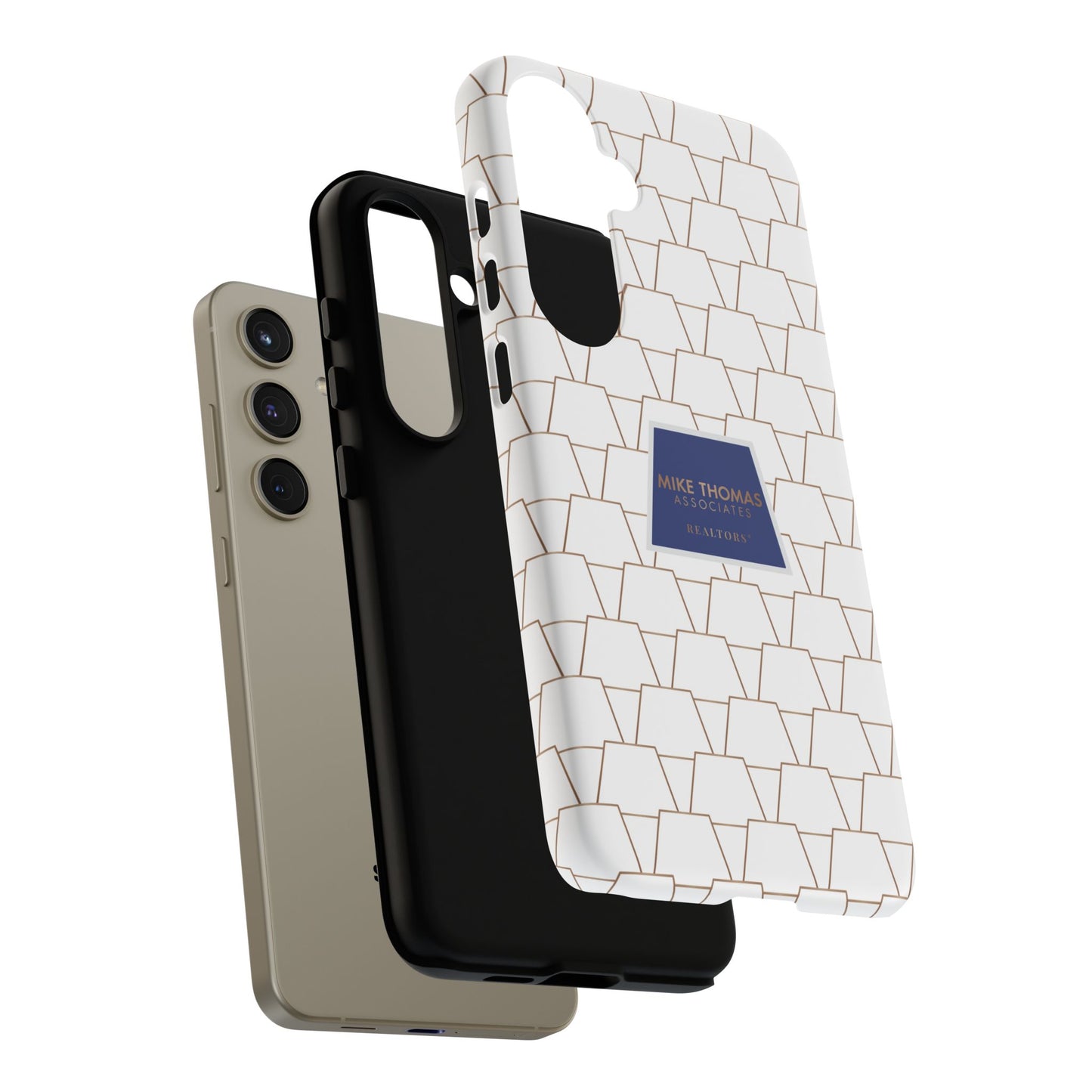 MTA Geometric White & Copper Pattern Phone Case - Tough Cases for Stylish Protection
