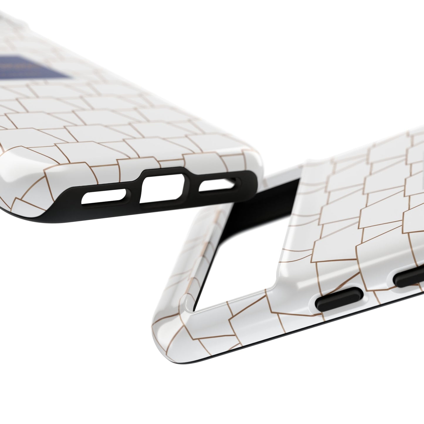 MTA Geometric White & Copper Pattern Phone Case - Tough Cases for Stylish Protection