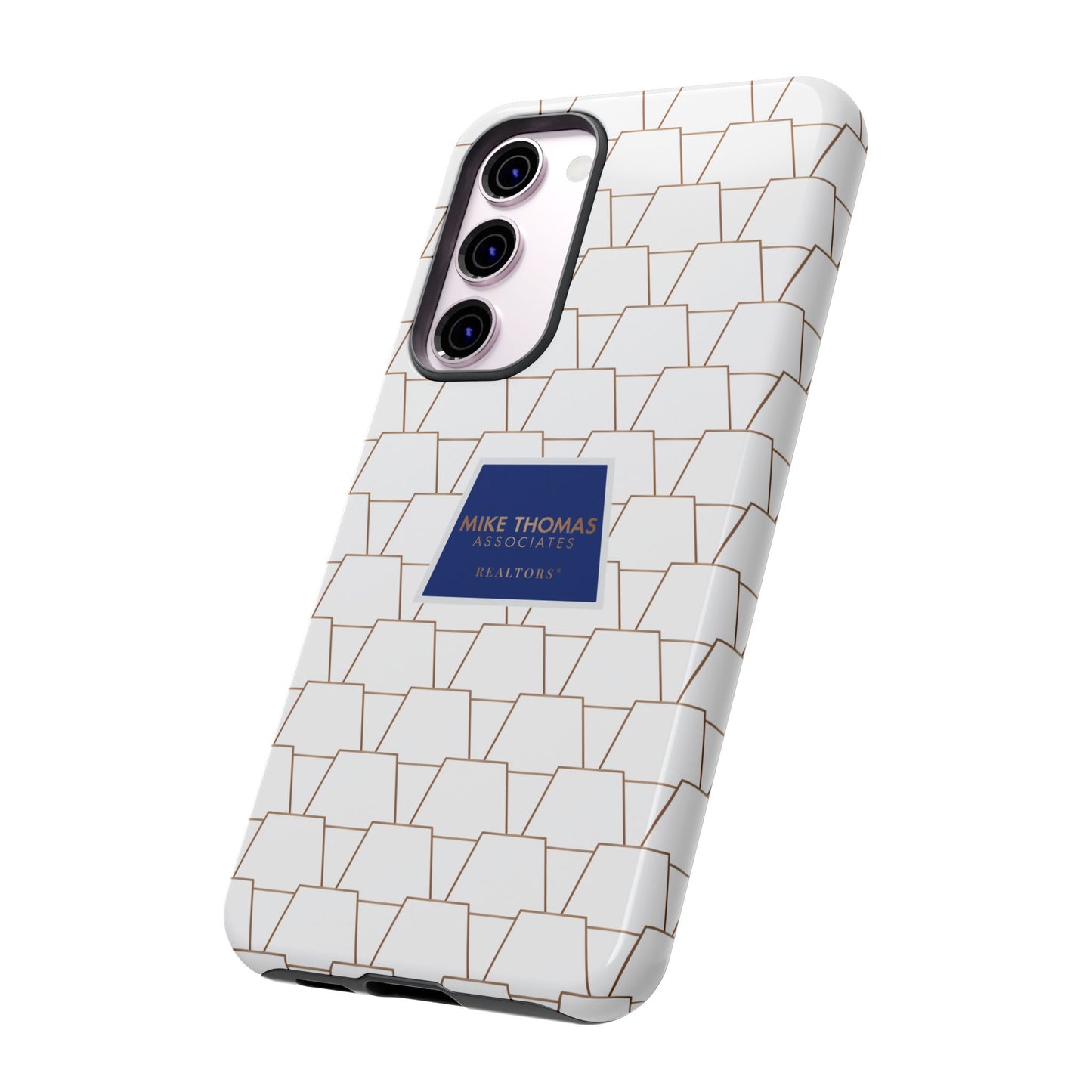 MTA Geometric White & Copper Pattern Phone Case - Tough Cases for Stylish Protection
