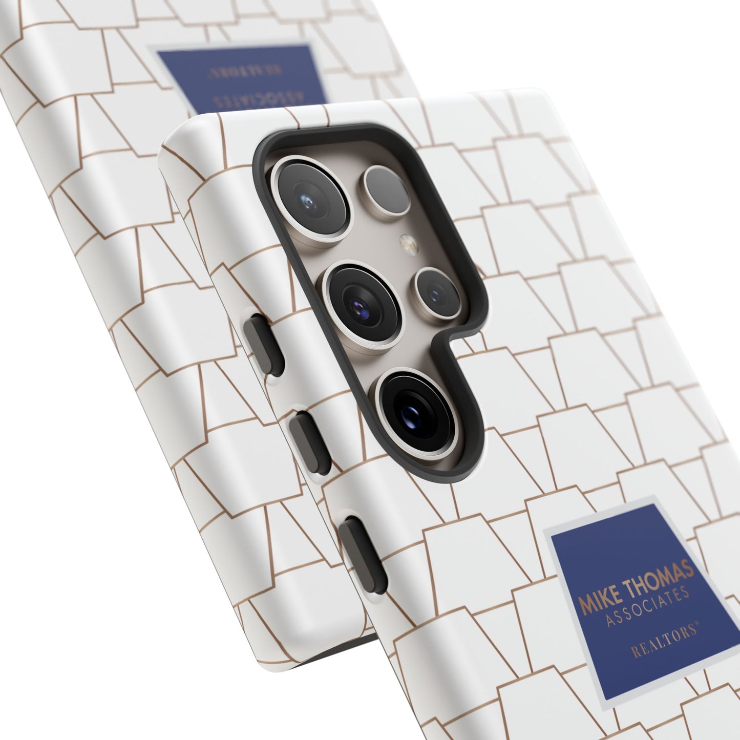 MTA Geometric White & Copper Pattern Phone Case - Tough Cases for Stylish Protection