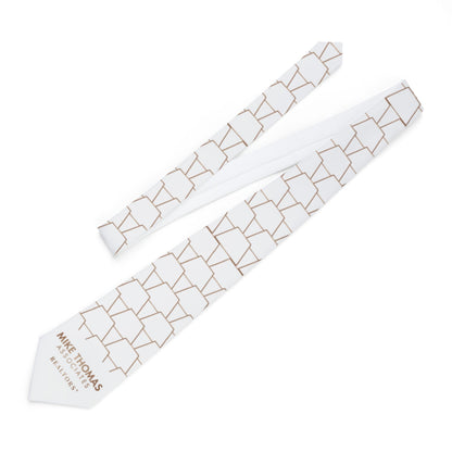 Elegant White Necktie with Geometric Pattern - Perfect for Realtors and Formal Occasions