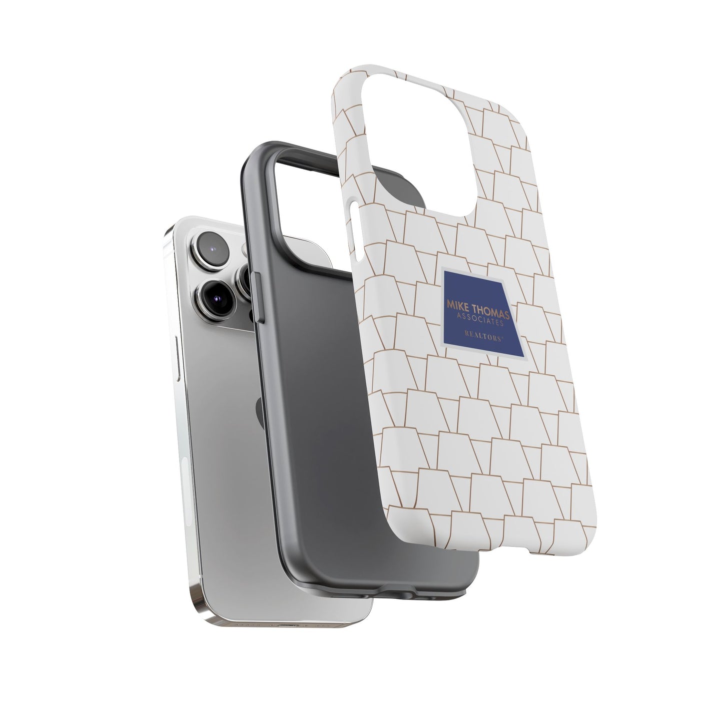 MTA Geometric White & Copper Pattern Phone Case - Tough Cases for Stylish Protection