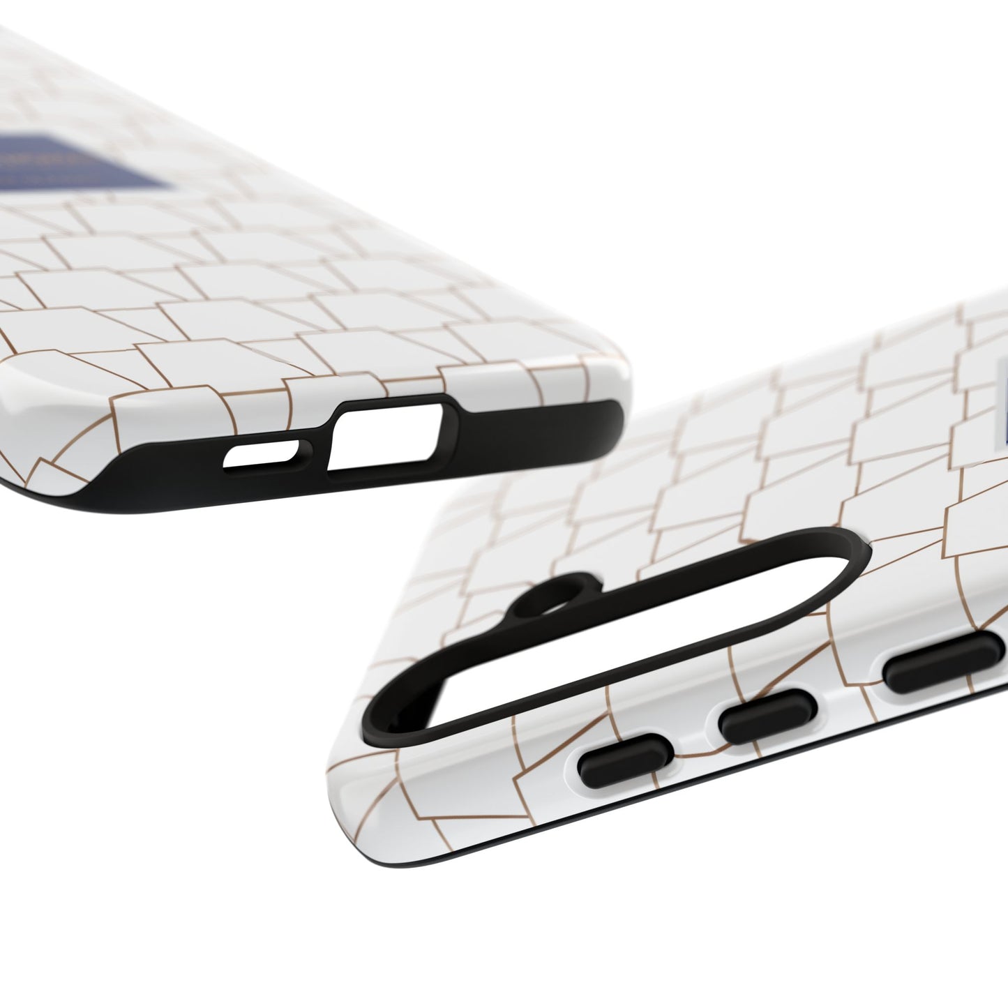 MTA Geometric White & Copper Pattern Phone Case - Tough Cases for Stylish Protection