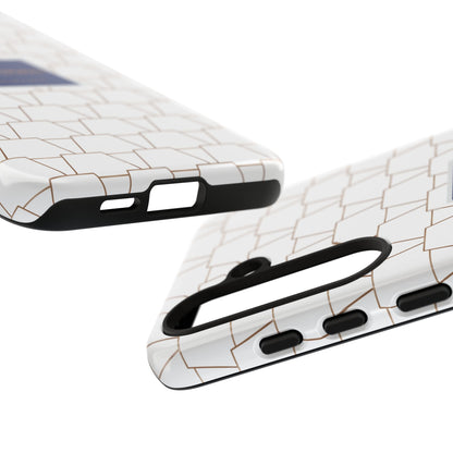 MTA Geometric White & Copper Pattern Phone Case - Tough Cases for Stylish Protection