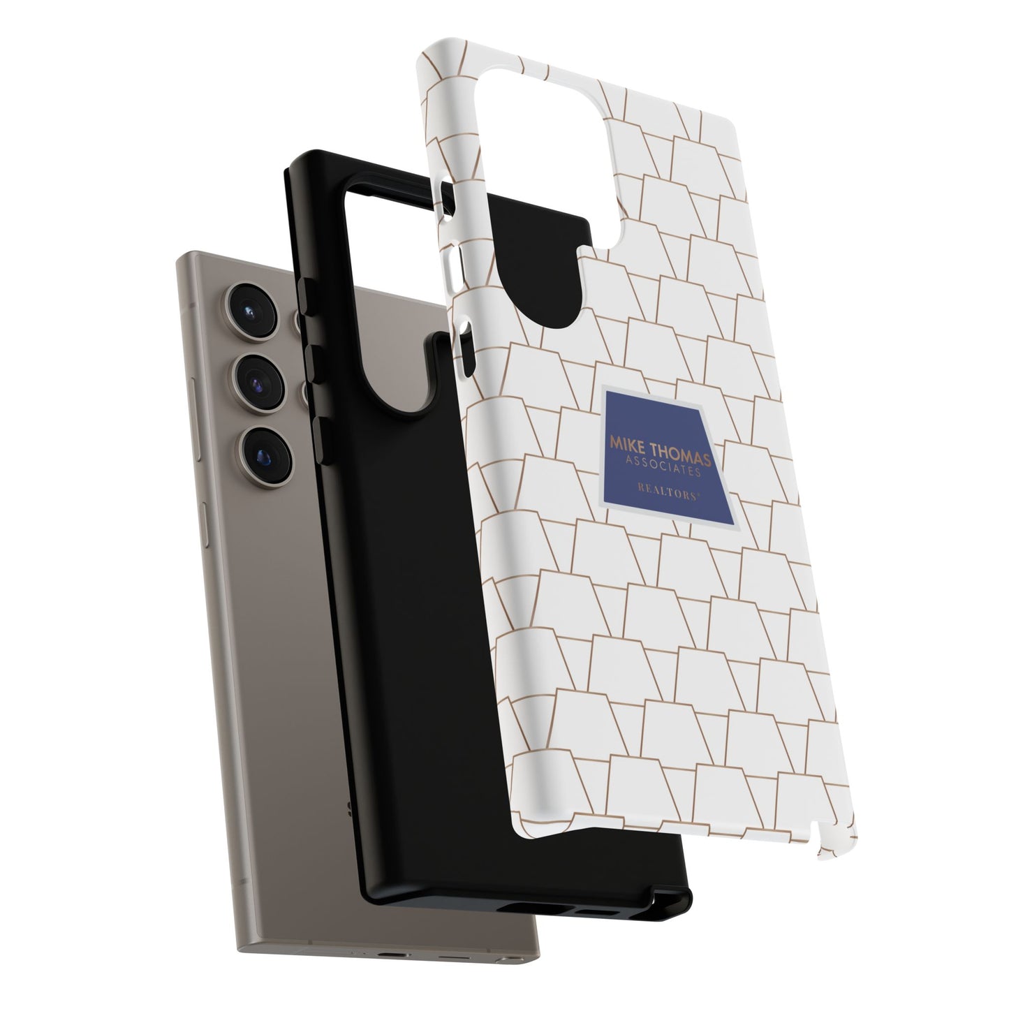 MTA Geometric White & Copper Pattern Phone Case - Tough Cases for Stylish Protection