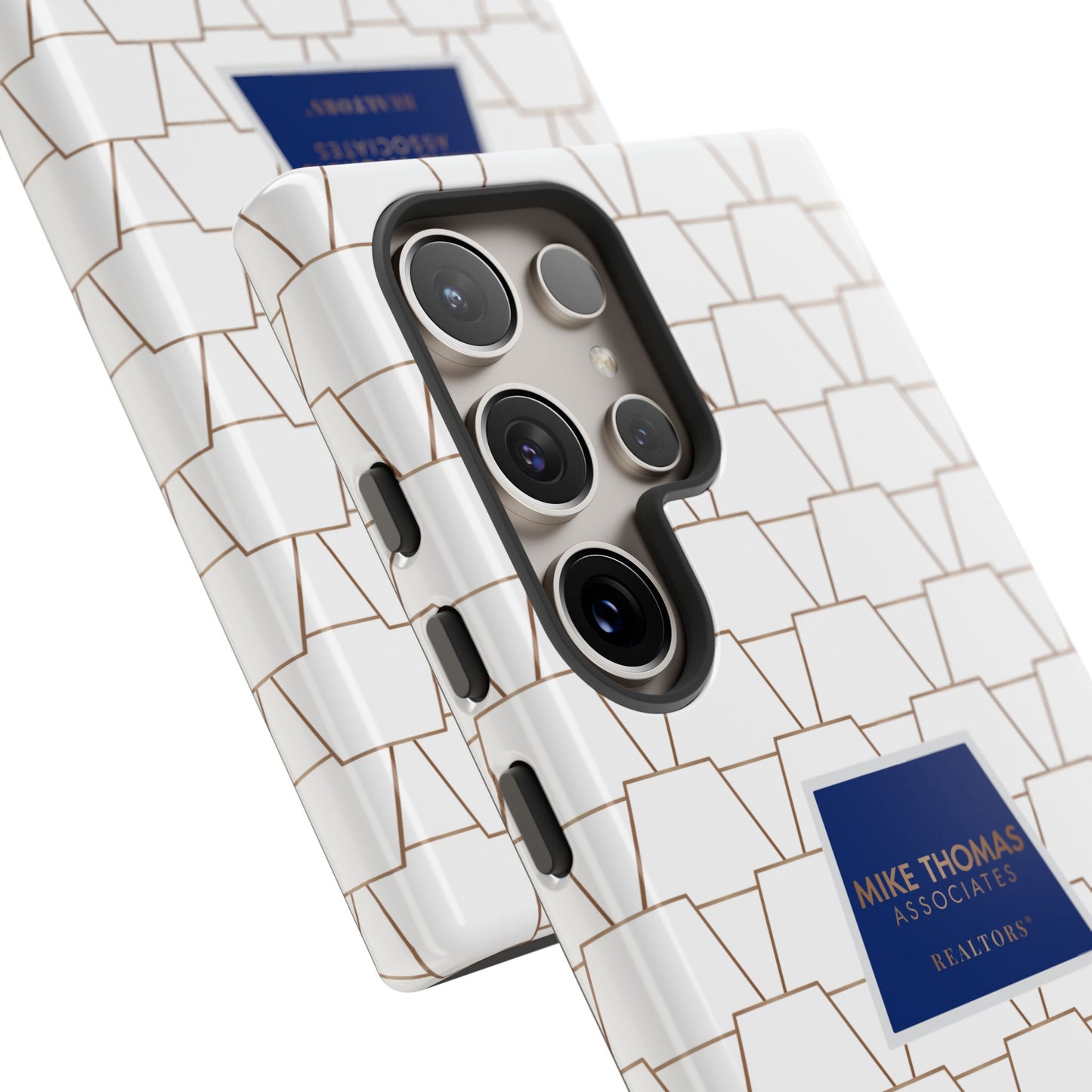 MTA Geometric White & Copper Pattern Phone Case - Tough Cases for Stylish Protection