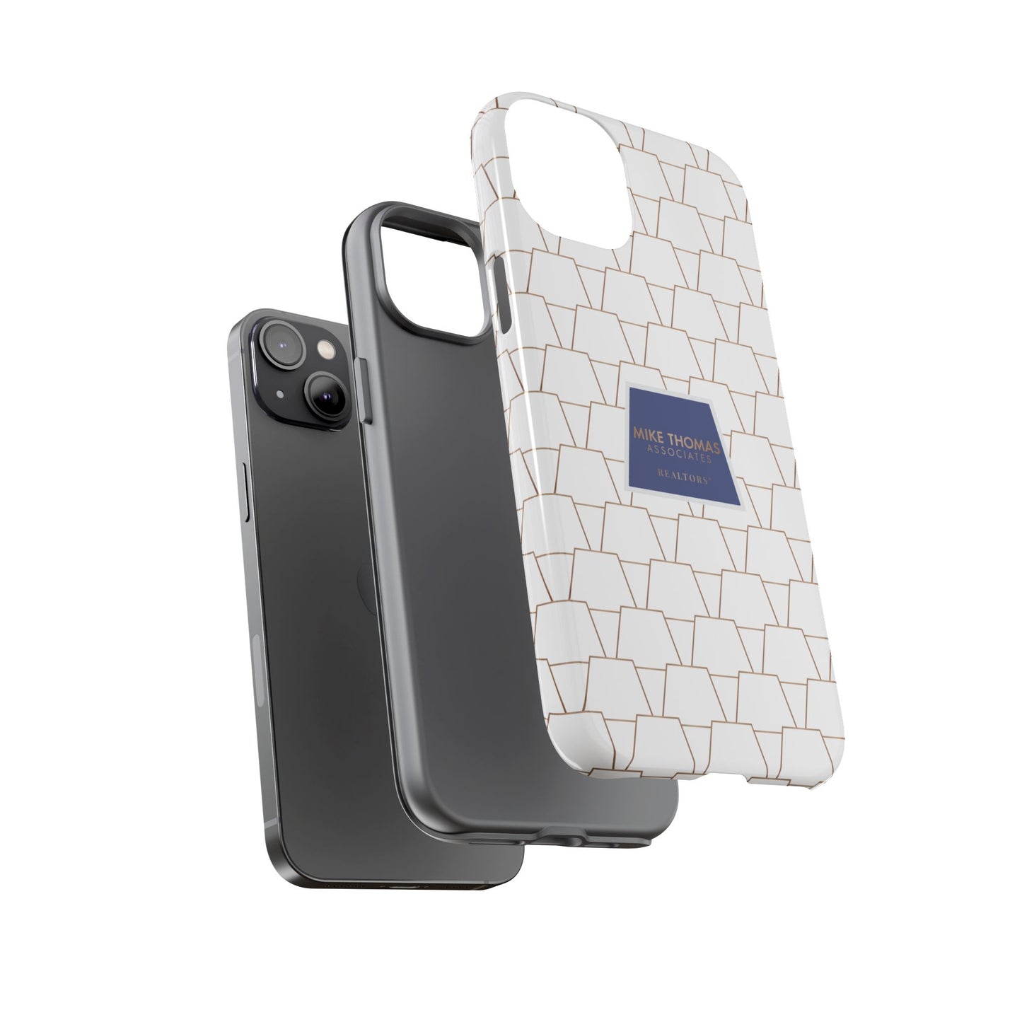 MTA Geometric White & Copper Pattern Phone Case - Tough Cases for Stylish Protection