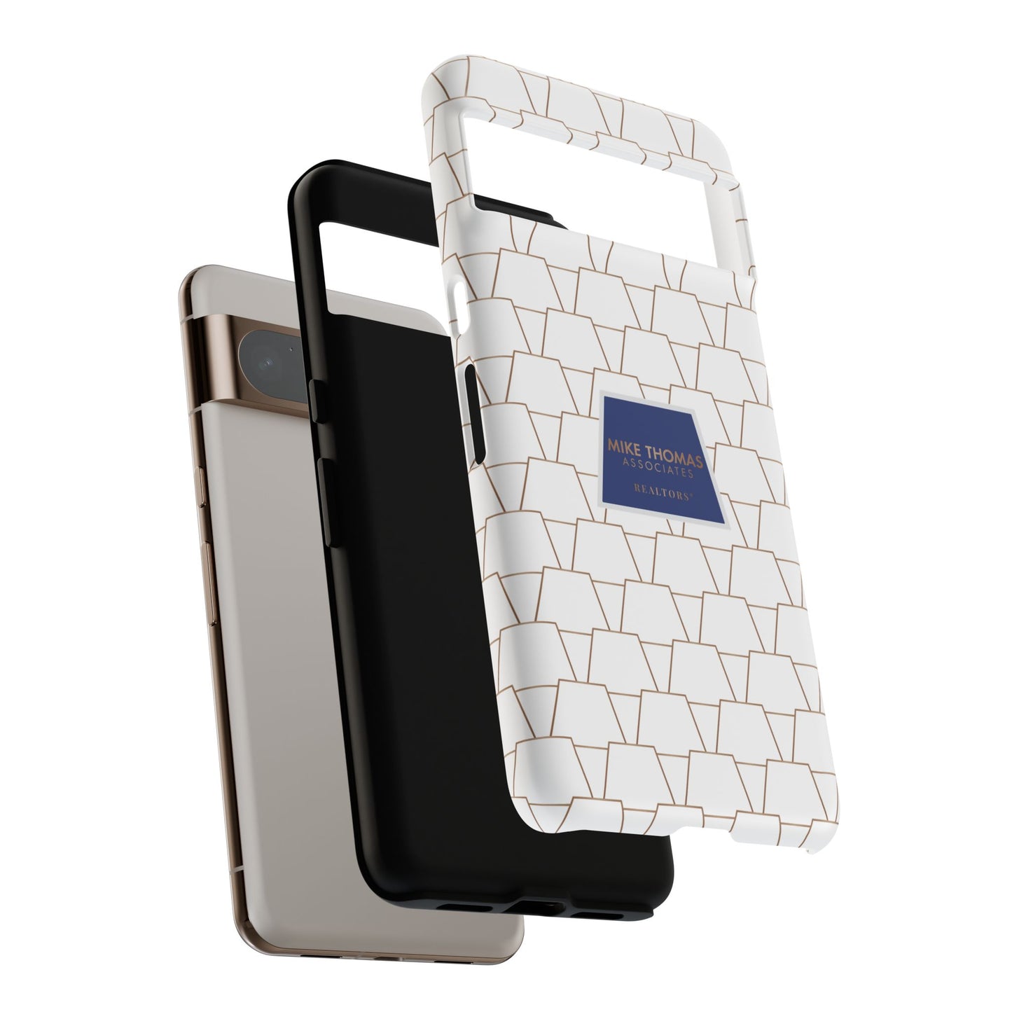 MTA Geometric White & Copper Pattern Phone Case - Tough Cases for Stylish Protection