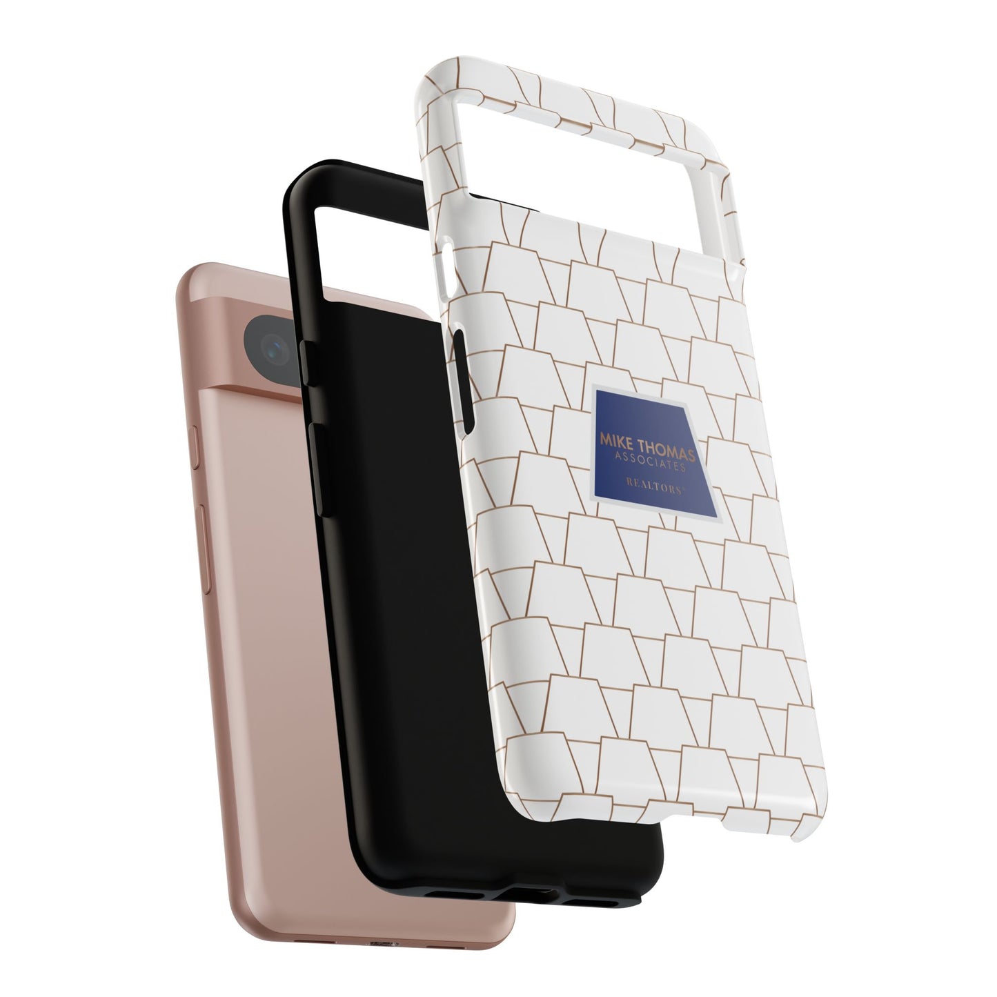 MTA Geometric White & Copper Pattern Phone Case - Tough Cases for Stylish Protection