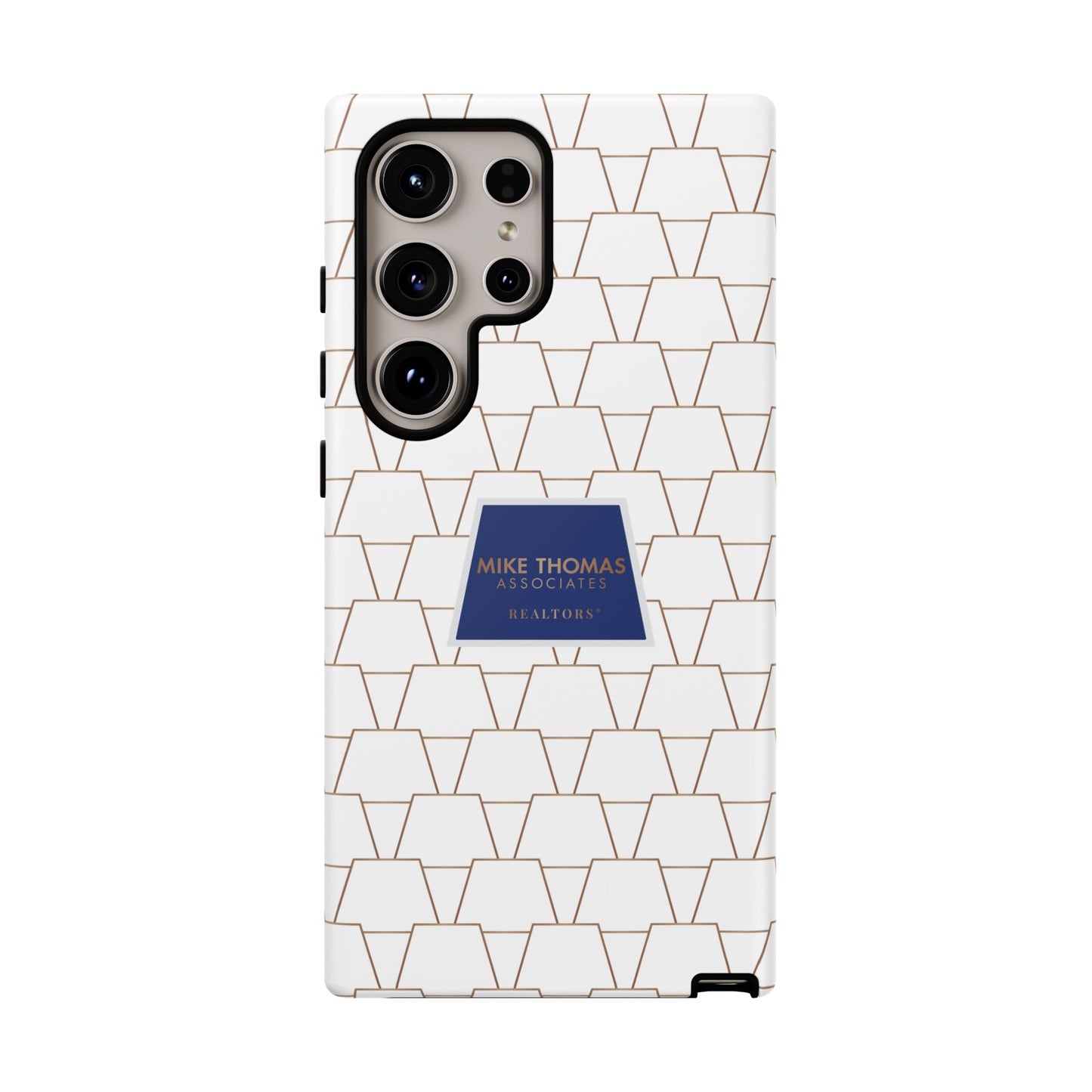 MTA Geometric White & Copper Pattern Phone Case - Tough Cases for Stylish Protection