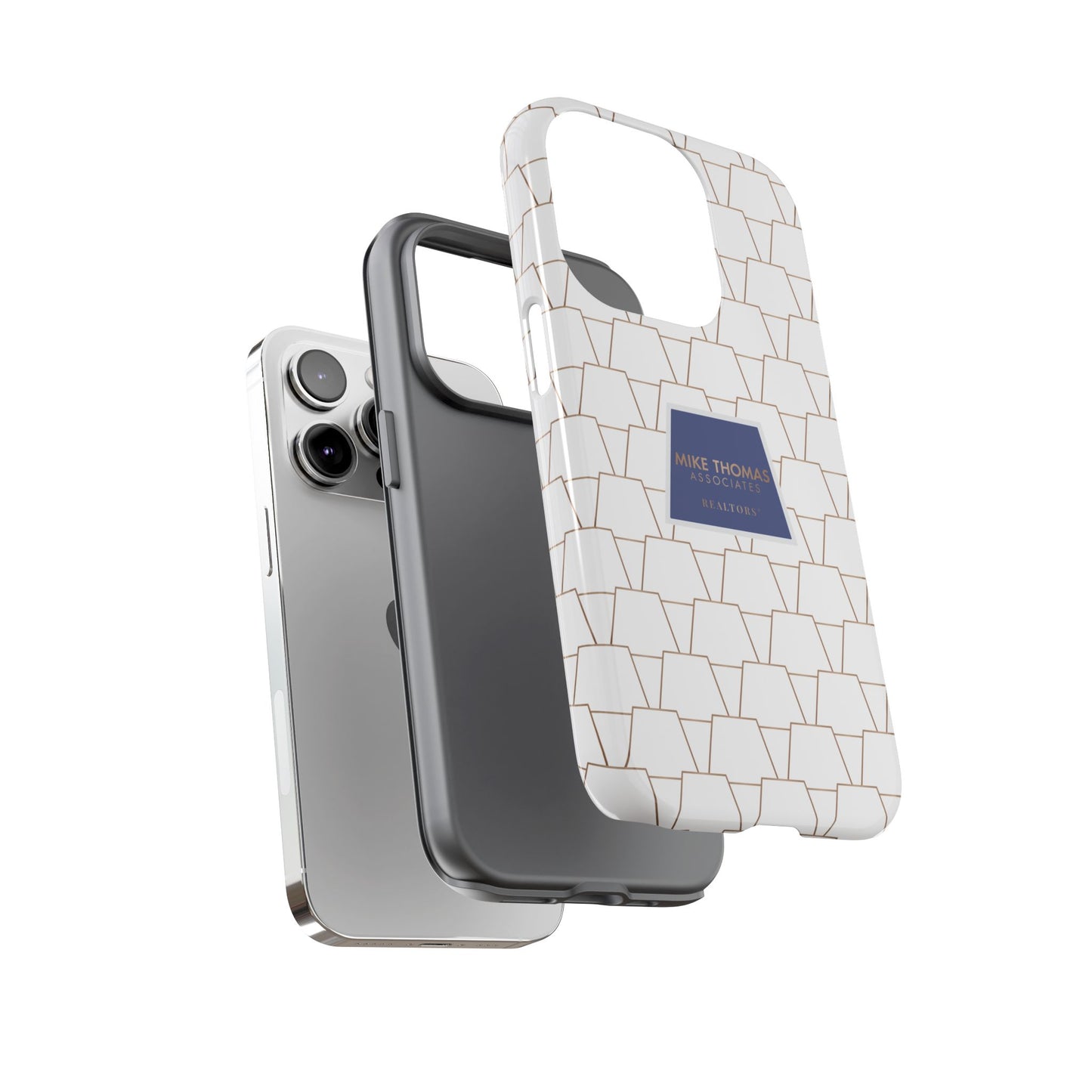 MTA Geometric White & Copper Pattern Phone Case - Tough Cases for Stylish Protection