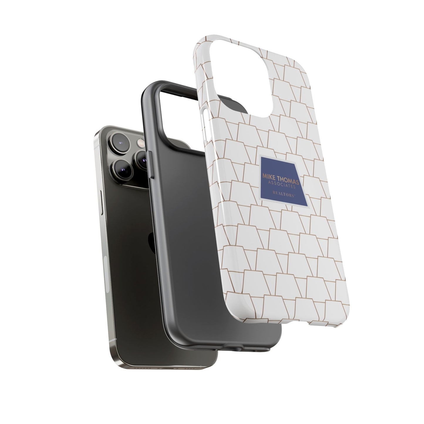 MTA Geometric White & Copper Pattern Phone Case - Tough Cases for Stylish Protection