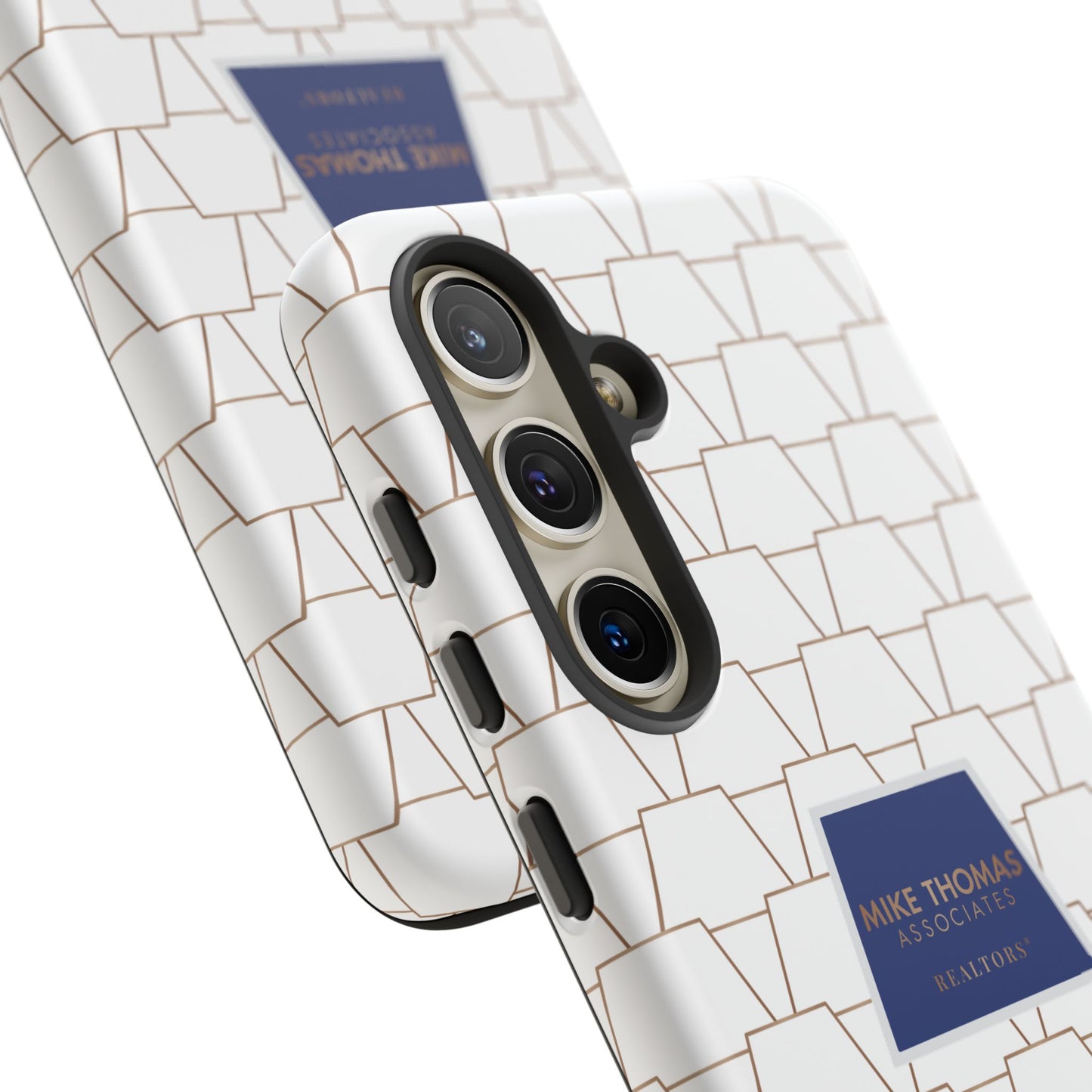 MTA Geometric White & Copper Pattern Phone Case - Tough Cases for Stylish Protection