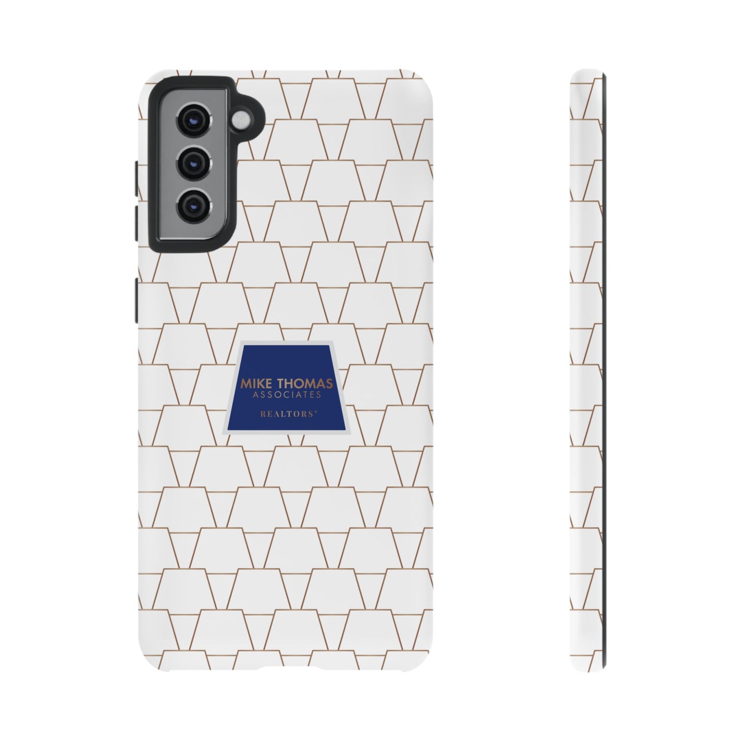MTA Geometric White & Copper Pattern Phone Case - Tough Cases for Stylish Protection