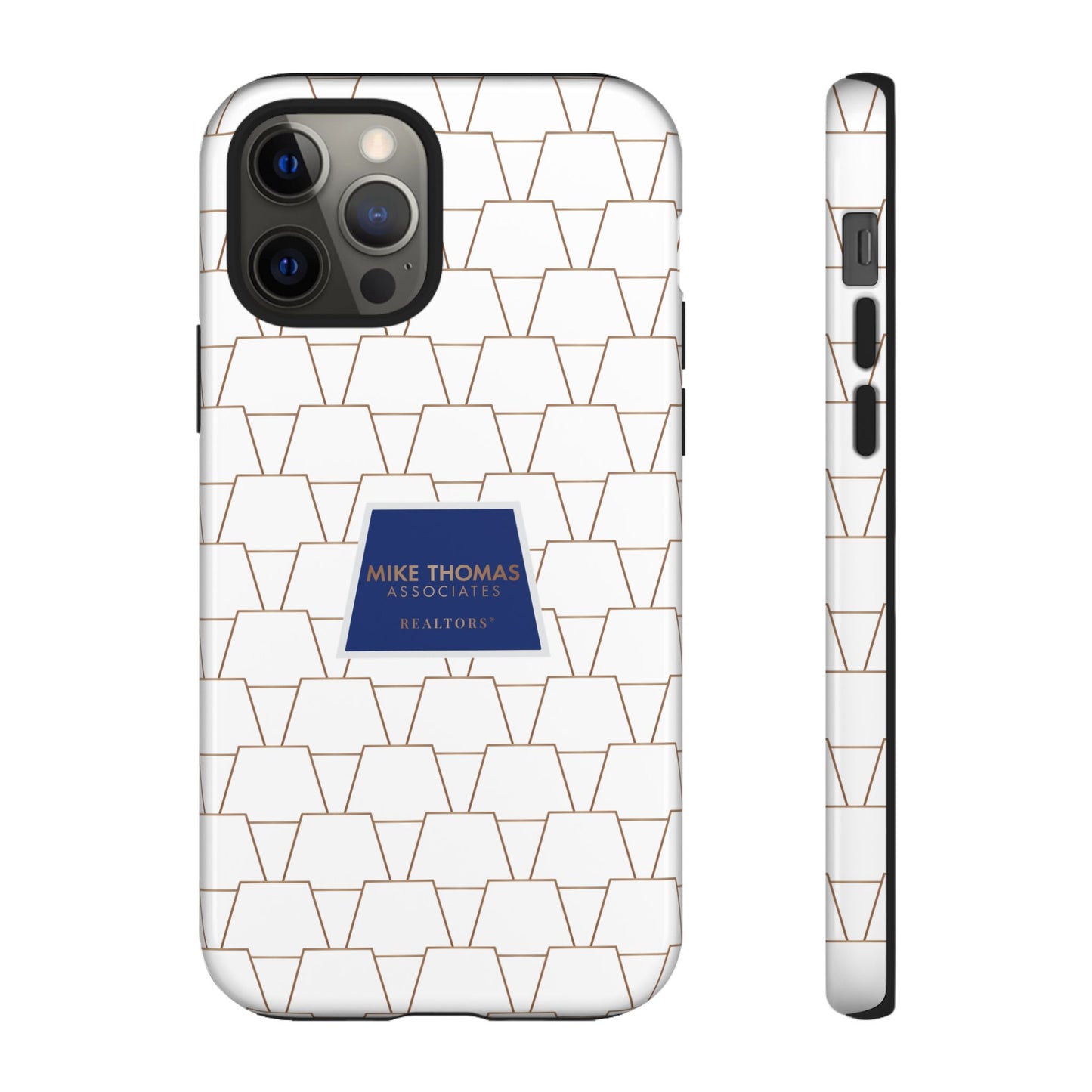 MTA Geometric White & Copper Pattern Phone Case - Tough Cases for Stylish Protection