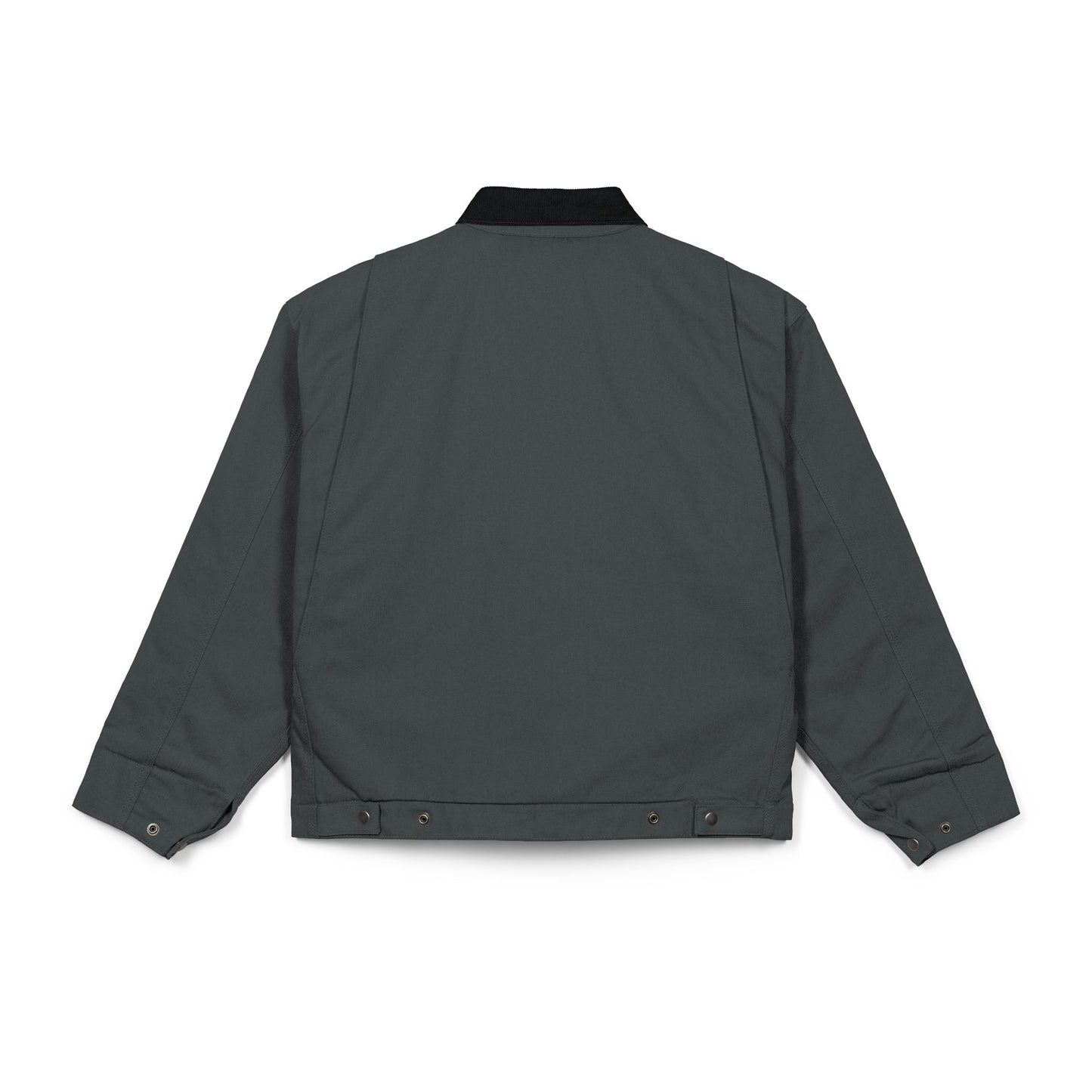 Embroidered Duck Cloth Work Jacket — Durable Black Carpenter Jacket with Small Chest Patch