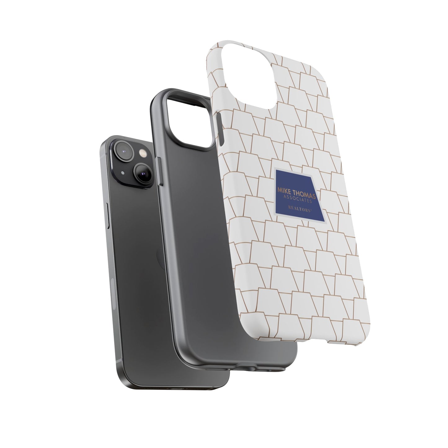 MTA Geometric White & Copper Pattern Phone Case - Tough Cases for Stylish Protection
