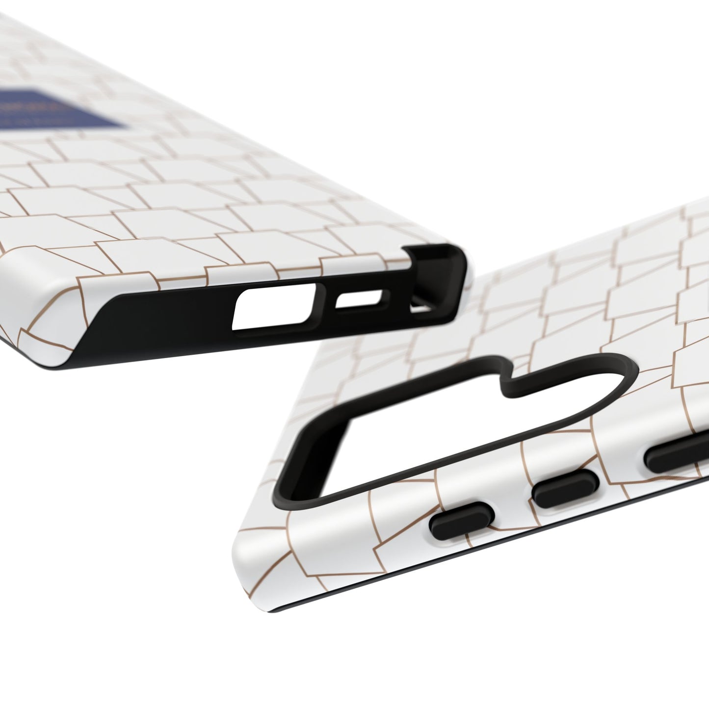 MTA Geometric White & Copper Pattern Phone Case - Tough Cases for Stylish Protection