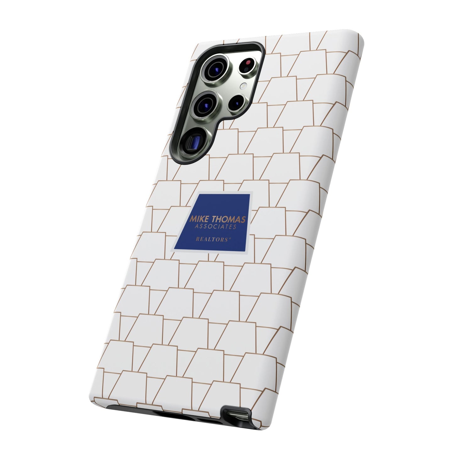 MTA Geometric White & Copper Pattern Phone Case - Tough Cases for Stylish Protection
