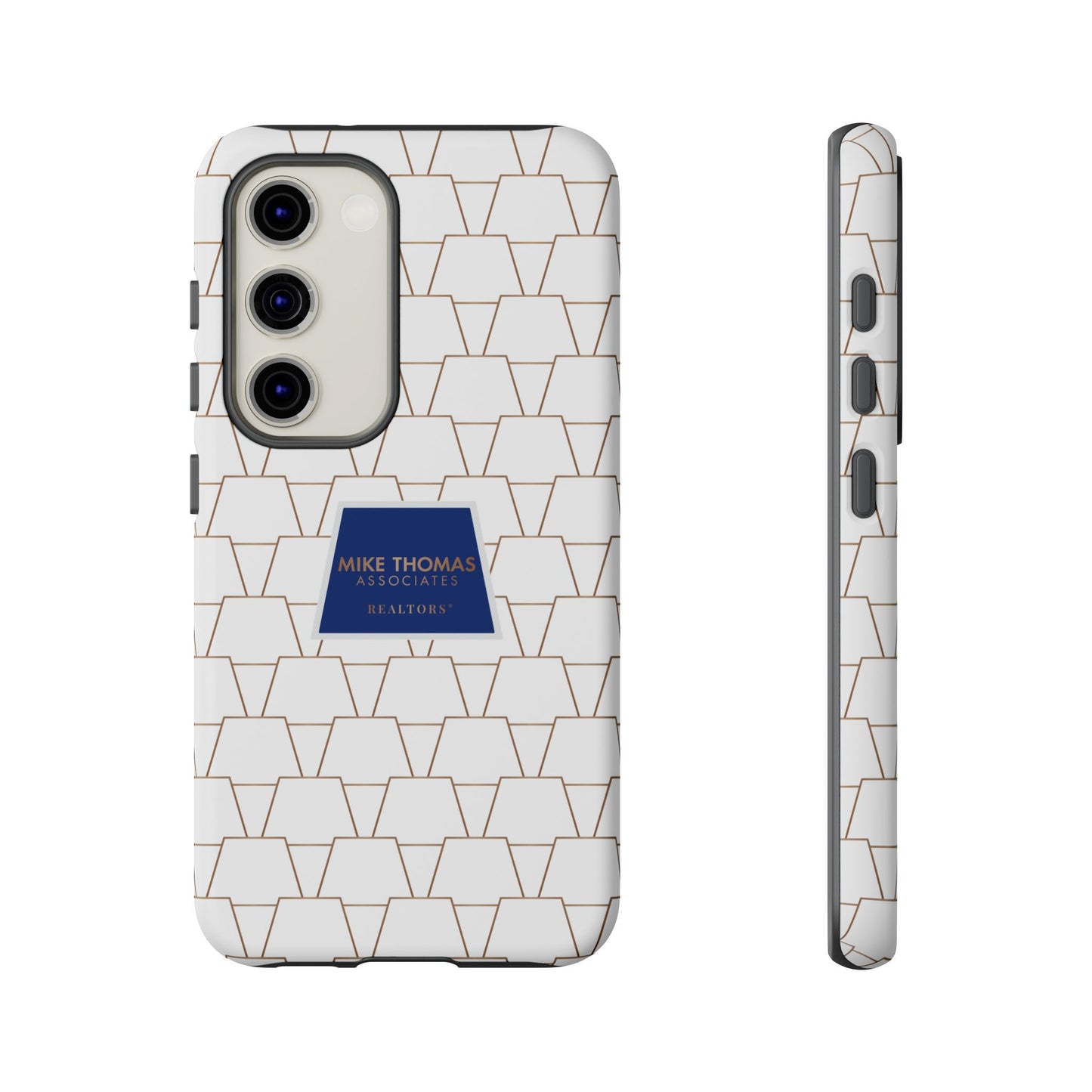 MTA Geometric White & Copper Pattern Phone Case - Tough Cases for Stylish Protection