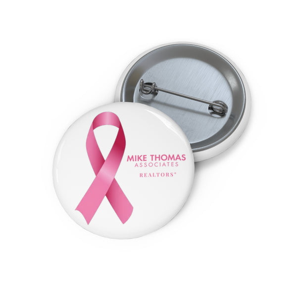 Custom Breast Cancer Awareness Ribbon Pin Button - 3 sizes