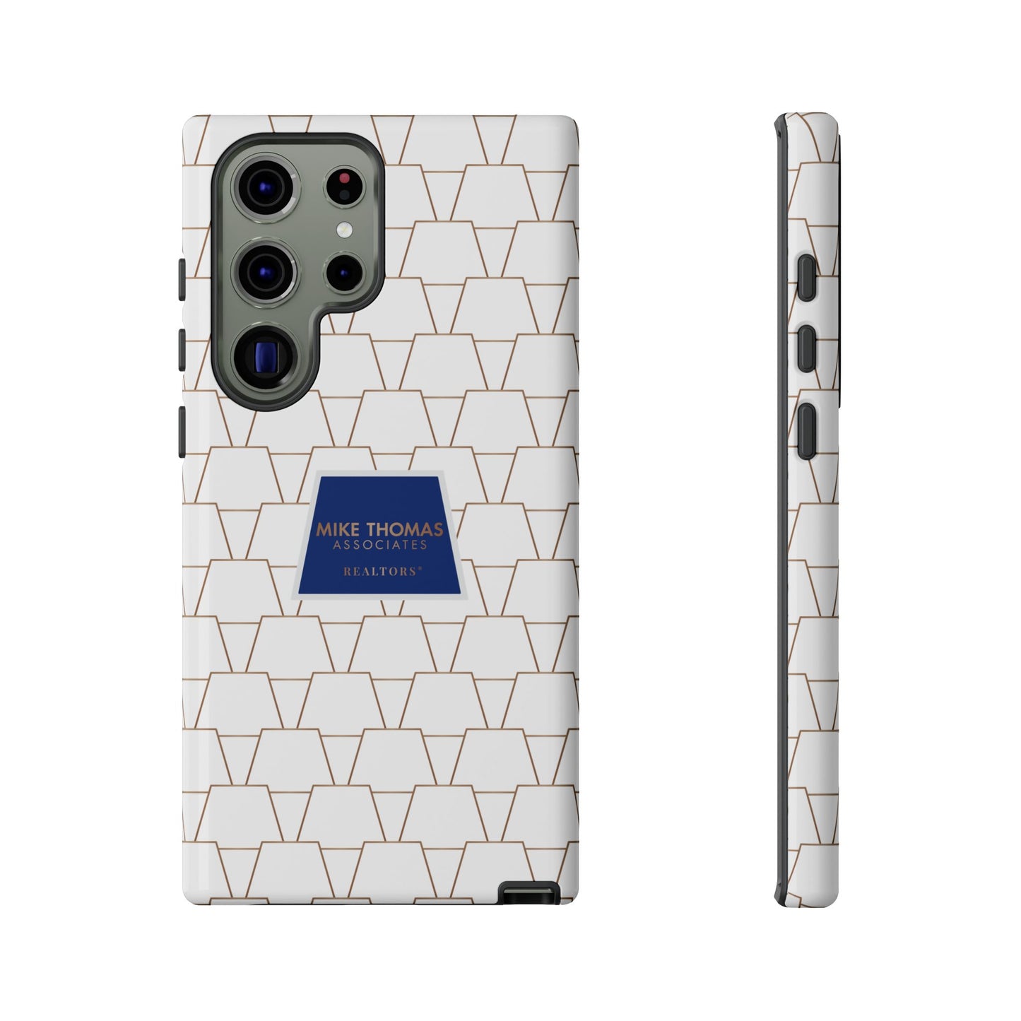 MTA Geometric White & Copper Pattern Phone Case - Tough Cases for Stylish Protection