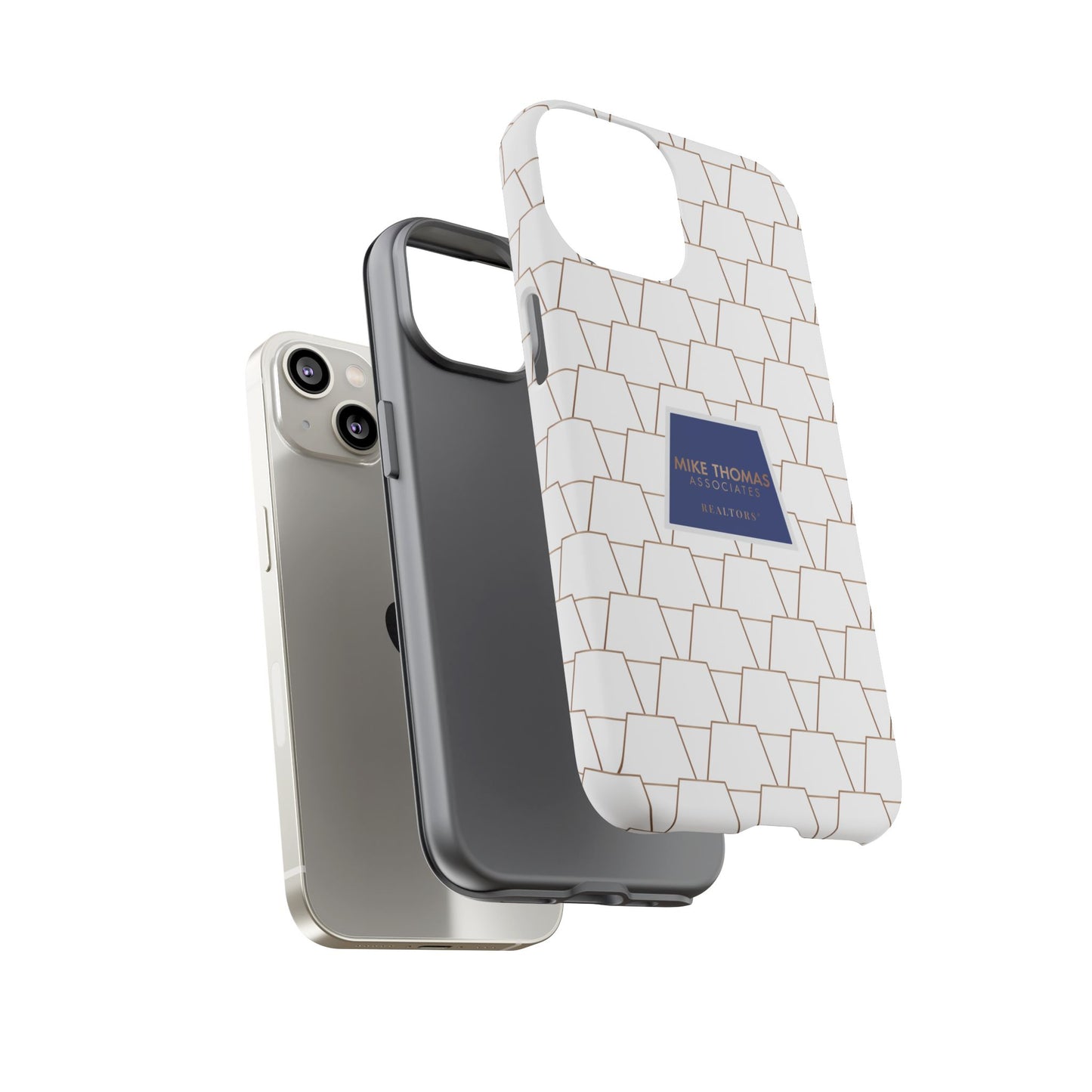 MTA Geometric White & Copper Pattern Phone Case - Tough Cases for Stylish Protection