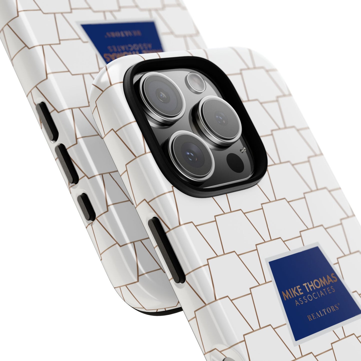 MTA Geometric White & Copper Pattern Phone Case - Tough Cases for Stylish Protection