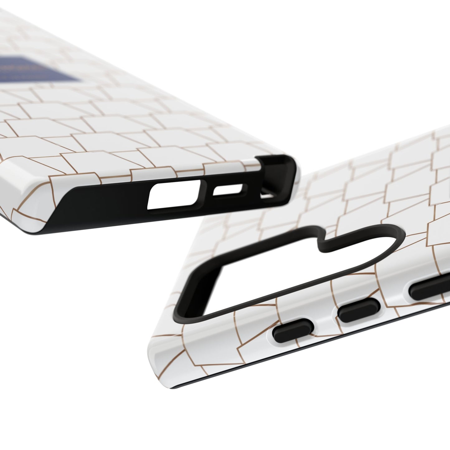 MTA Geometric White & Copper Pattern Phone Case - Tough Cases for Stylish Protection