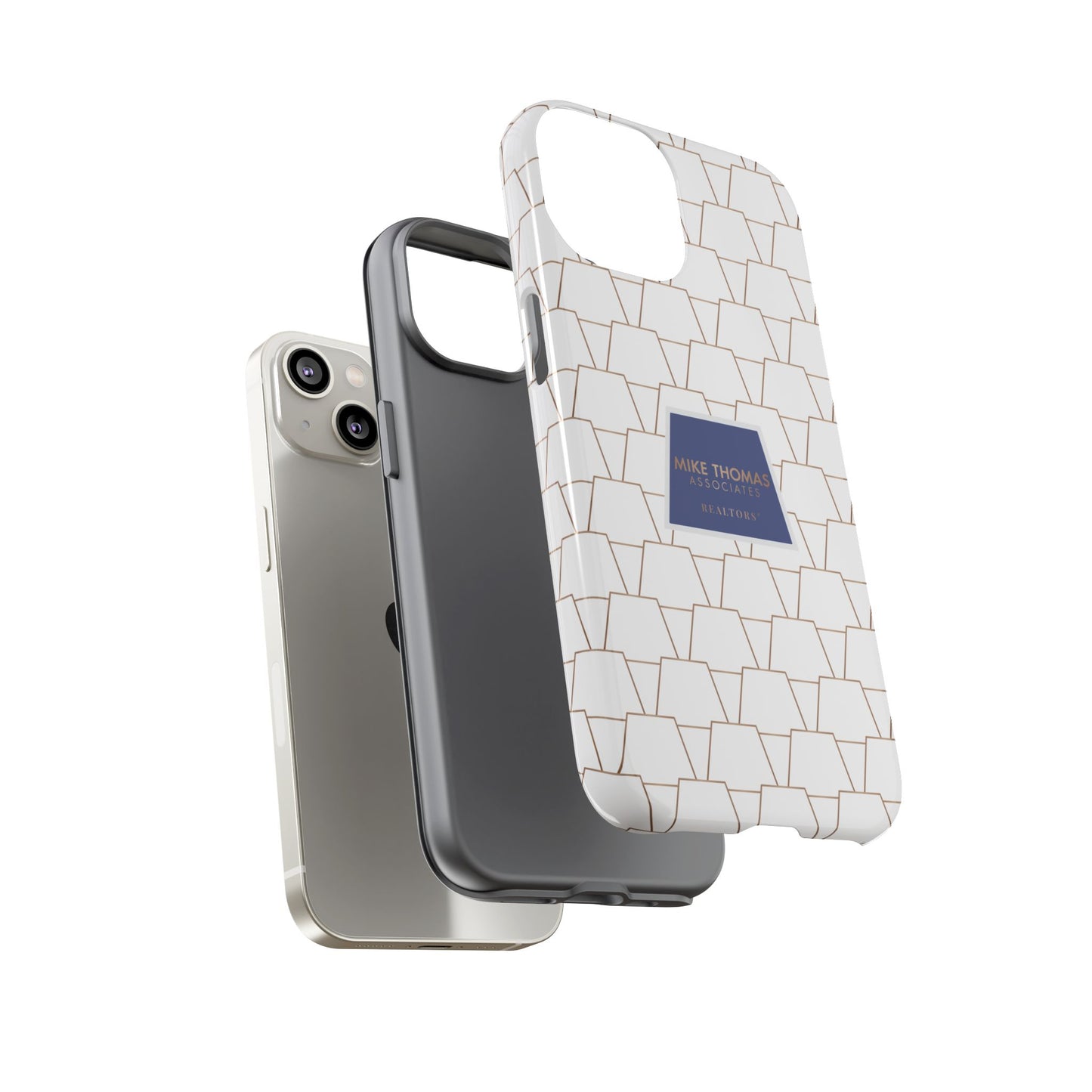 MTA Geometric White & Copper Pattern Phone Case - Tough Cases for Stylish Protection