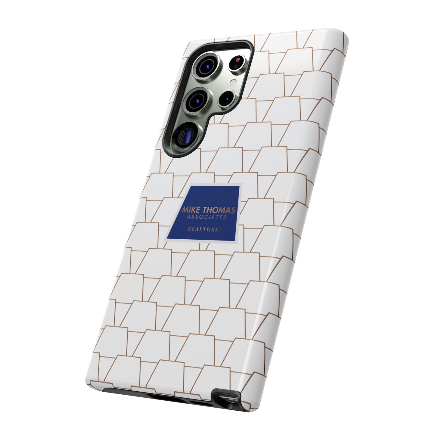 MTA Geometric White & Copper Pattern Phone Case - Tough Cases for Stylish Protection