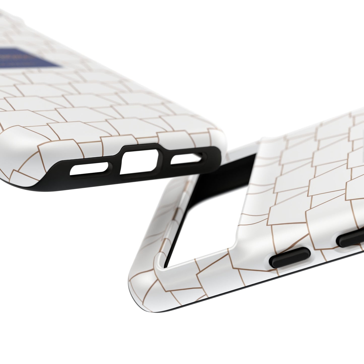 MTA Geometric White & Copper Pattern Phone Case - Tough Cases for Stylish Protection