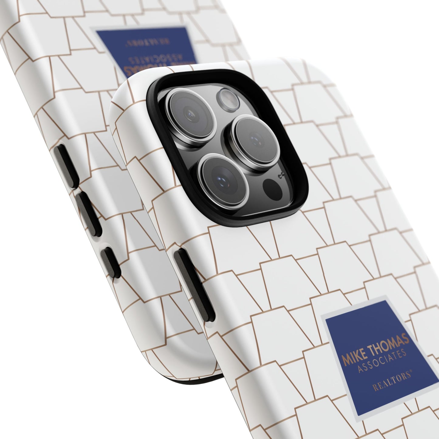 MTA Geometric White & Copper Pattern Phone Case - Tough Cases for Stylish Protection