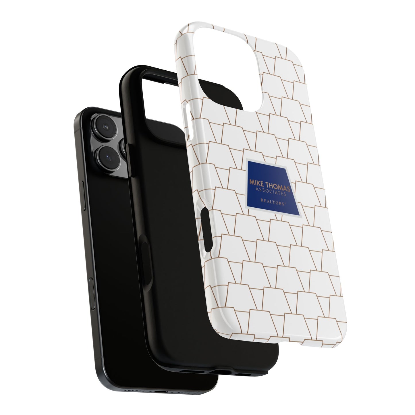 MTA Geometric White & Copper Pattern Phone Case - Tough Cases for Stylish Protection