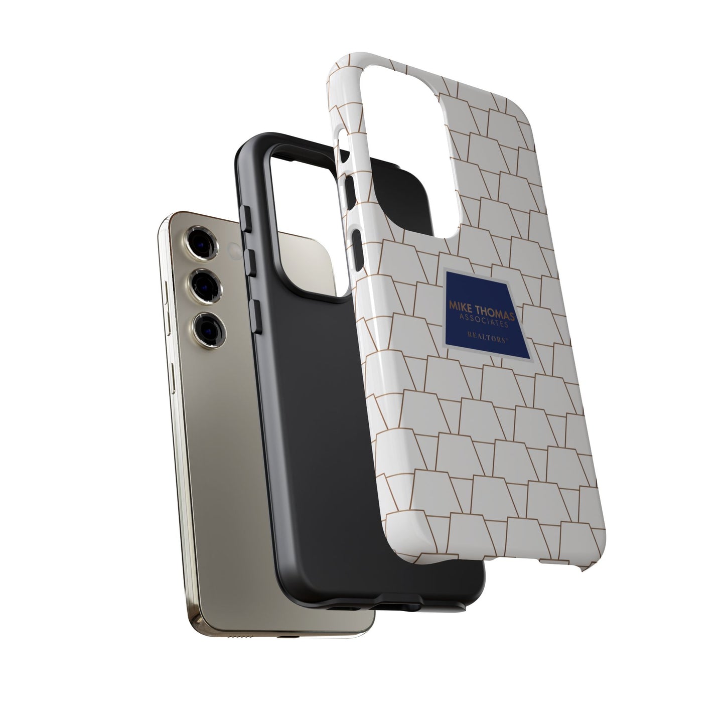 MTA Geometric White & Copper Pattern Phone Case - Tough Cases for Stylish Protection